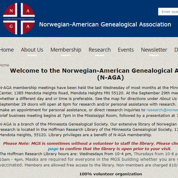 Norwegian-American Genealogical Association - Norwegian organization in Mendota Heights MN